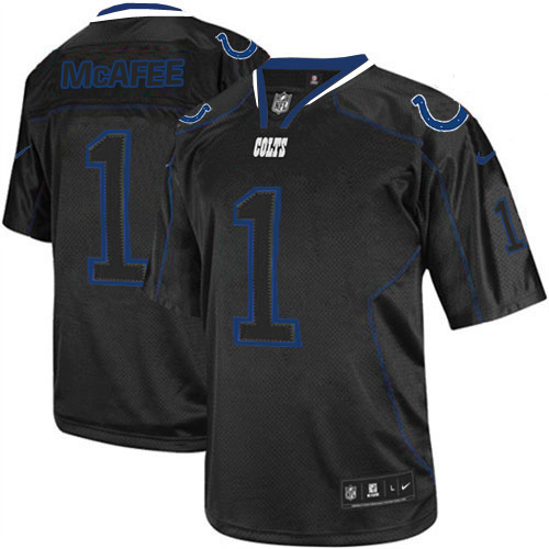 Men's Limited Pat McAfee Nike Jersey Lights Out Black - #1 NFL Indianapolis Colts